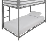 DHP Miles Silver Low Metal Bunk Bed Frame for Kids - Twin Over Twin with Built-in Ladder and High Guardrails DHP