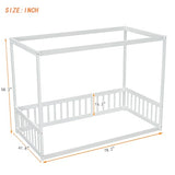 CITYLIGHT White Twin Size Wooden Canopy Bed with Guardrails for Kids CITYLIGHT