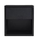 Yechen 22.8" W Black Nightstand Set of 2 with Hidden Drawers and Open Shelves, Mid Century Modern Nightstand Curved Profile, Large Wood Fluted Night Stand, Accent Bedside End Table Yechen