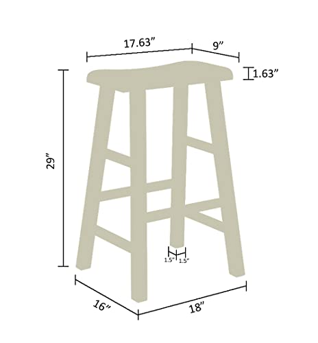 eHemco Heavy-Duty Solid Wood Saddle Seat Kitchen Counter Barstools, 29 Inches, Black, Set of 3 eHemco