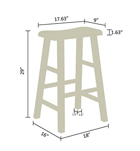 eHemco Heavy-Duty Solid Wood Saddle Seat Kitchen Counter Barstools, 29 Inches, Black, Set of 3 eHemco