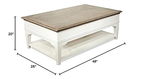BOWERY HILL Contemporary 4-Drawer Storage Solid Wood Coffee Table in Natural for Living Room, 28" D x 48" W x 20" H BOWERY HILL