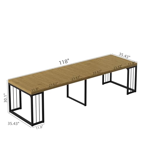 Lasageldar 118" Extendable Dining Table for 2-10 People, Modern Space-Saving Wood Dinner Table for Kitchen Dining Living Room Outdoor Patio (Wild Oak) Lasadelgar