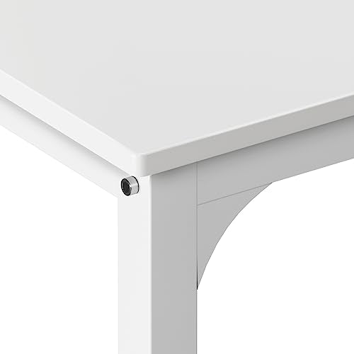 soges 4 Person Dining Table Set,43.3 inch Kitchen Table Set for 4,2 Chairs with Backrest,2-Person Bench with Storage, White Rack,Nesting Furniture Set for Dining Room and Restaurant, White soges
