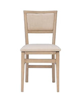 Linon Keira Wooden Folding Chair Upholstered Seat and Back Set of 2, Dining Height, Rustic Natural & Beige Linon