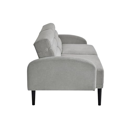 Serta® Roswell 77" Split Back Convertible Sofa, Full-Size, Dream Coil® Comfort, Modern Urban Style, Tufted Back, Solid Wood Legs w/Metal Support Leg, Easy Assembly, Woven Polyester Fabric, Light Gray Serta