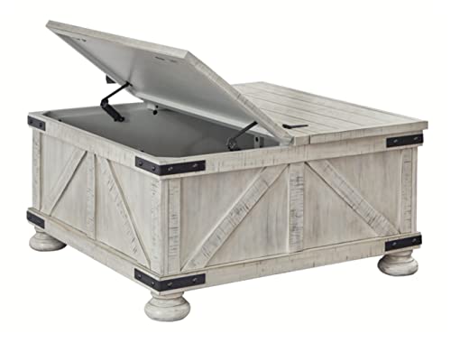 Signature Design by Ashley Carynhurst Casual Cocktail Table with Storage, Whitewash Signature Design by Ashley