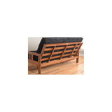 HomeStock Asian Allure Fusion Futon Wood Frame Classic Style with Mission Style Arms with Solid Pattern with Foldable Feature for Lounge Room with Tight Back Full Frame Without Drawers/Barbados HomeStock