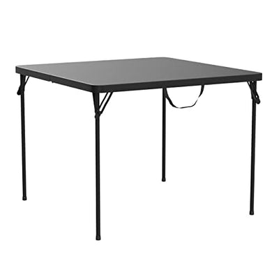 Cosco XL 38.5" Resin Fold-in-Half Card Table, Black, Wheelchair Accessible, Lightweight, Pinch-Free Locking System