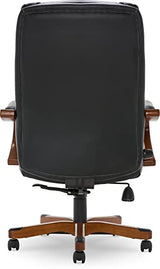 Serta Conway Big and Tall Executive Office Wood Accents, Adjustable High Back Ergonomic Computer Chair with Lumbar Support, Bonded Leather, 30.5D x 27.25W x 47H in, Black Serta