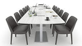 14 Person Arc Rectangle Conference Table with Brushed Silver Metal Base | Harmony Series Modular Meeting Tables for Offices, Conference Rooms | Scratch-Resistant Laminate | White – 14ft SKUTCHI DESIGNS INC.