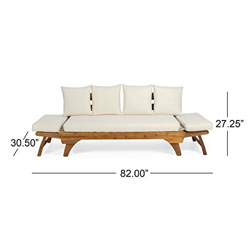 Christopher Knight Home Patrick Outdoor Acacia Wood Expandable Daybed with Water Resistant Cushions, Teak Christopher Knight Home