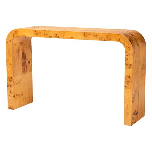 bali & pari Revelle Modern and Contemporary Real Mappa Burl Wood Console Table bali & pari