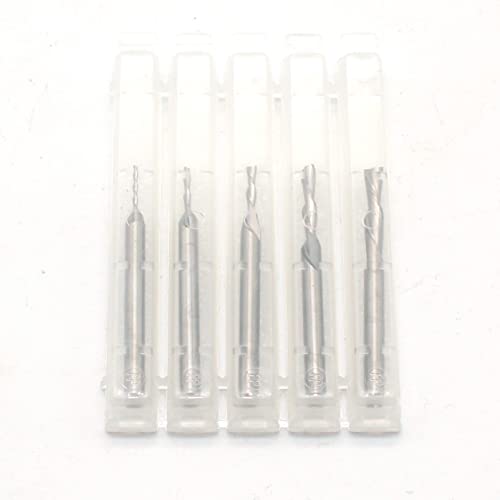 TEMO 5 pc Downcut Inlay Router Bits Set: 1/8 Inch, 3/32 Inch, 1/16 Inch, 3/64 Inch, and 1/32 Inch with Carbide CNC Router Bit End Mill, Ideal for Wood Carving, Slot Mortise, Engraving, Grinding TEMO