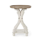 Christopher Knight Home Estelle French Country Accent Table with Round Top, Natural + Distressed White Christopher Knight Home