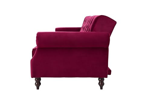Legend Vansen 87.8 inchs Convertible Velvet Bed Sleeper Futon Sofas, Wine Red Legend Vansen