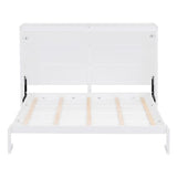MERITLINE Queen Horizontal Murphy Bed,Wood Space-Saving Folding Farmhouse Murphy Bed Cabinet for Adults,No Box Spring Needed (Queen,White) MERITLINE