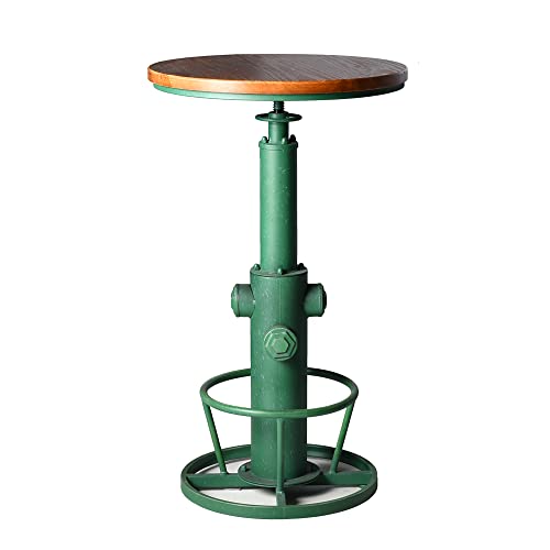 Adjustable Antique Green Industrial Bar Table by Topower – Stylish Pub and Dining Table - WoodArtSupply