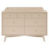 babyletto Palma 7-Drawer Assembled Double Dresser in Taupe, Greenguard Gold Certified babyletto