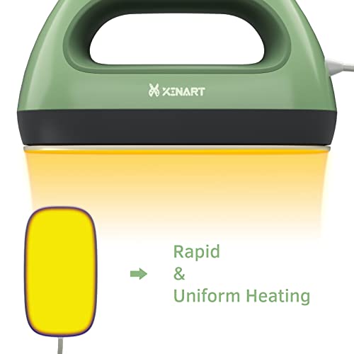 Xinart Heat Press Machine(7inx3.8in,285℉ to 400℉) Mini Heat Press Machine for T-Shirts,LCD Display 4 Levels Temp Settings Portable Iron for HTV Vinyl & Sublimation Ink Projects-Green XINART