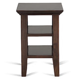 SIMPLIHOME Acadian SOLID WOOD 14 inch wide Rectangle Rustic Contemporary Narrow Side Table in Brunette Brown with Storage, 2 Shelves, for the Living Room and Bedroom SIMPLIHOME