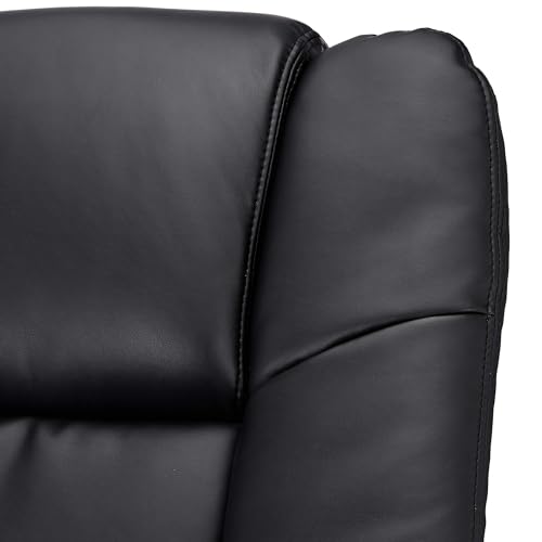 JC Home Argus Swivel Recliner with Ottoman, PU Leather & Wood Base Reclining Chair with Footrest, Ultra-Plush Double Foam for Living Room, Bedroom and Office JC Home