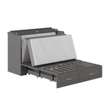 AFI Hamilton Full Murphy Bed Chest with Mattress, Storage, and Built-in Charger in Grey AFI