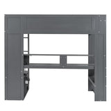 SOFTSEA Dark Grey Twin Gaming Loft Bed with Integrated Desk and Storage SOFTSEA