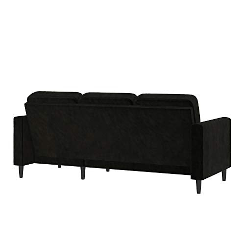 CosmoLiving by Cosmopolitan CosmoLiving Strummer Reversible Sectional Couch, Black Velvet Sofa (DA038-BK) CosmoLiving by Cosmopolitan