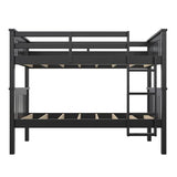 DHP Dylan Twin Over Twin Bunk Bed, Espresso, Sturdy Wood Construction, Converts to 2 Twin Beds, Guard Rails, Step Ladder DHP