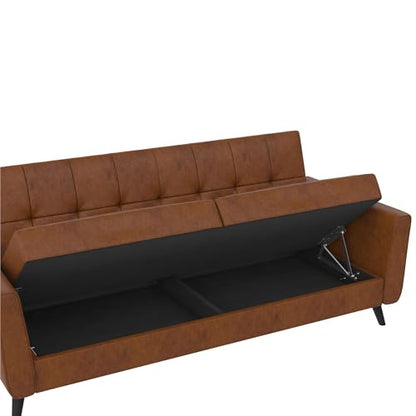 DHP Parker Futon with Storage, Camel Faux Leather