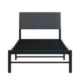 VECOCHO Twin Bed Frame with Storage Headboard,Heavy Duty Metal Platform Bed Frame Twin with Charging Station and LED Lights,Ergonomic Upholstered Single Bed No Box Spring Needed,Noise-Free Slats,Black VECOCHO