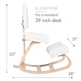 Sleekform East Austin Ergonomic Kneeling Chair with Back Support - Boucle and Wood Ergo Stool for Desk - Best Ergonomic Kneeling Office Chair for Posture and Leg Circulation Sleekform