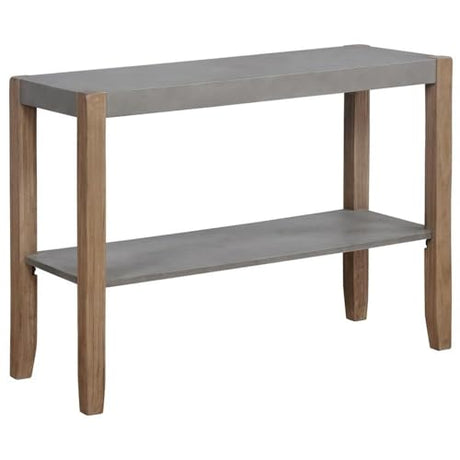 Alaterre Furniture Newport Living Room Collection – 40" Rustic Industrial Sofa or TV Console Table with Faux Concrete Top, Lower Shelf and Light Amber Wood Frame (Concrete Gray) Alaterre Furniture