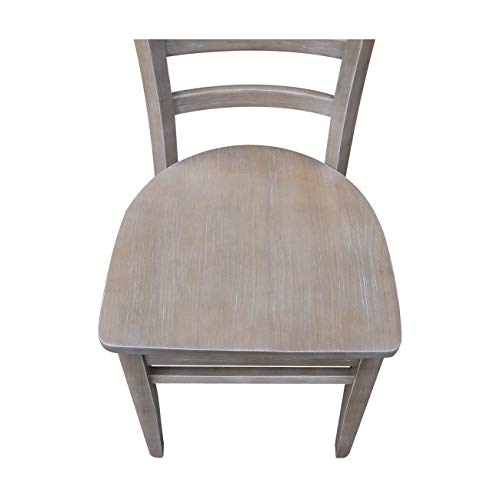 International Concepts Set of Two Emily Side Dining Chairs, Washed Gray Taupe - WoodArtSupply