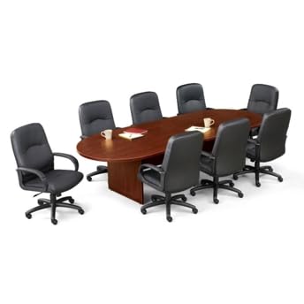 NBF 10L Conference Tables with Eight Seats - Laminate Conference Room Tables - Durable Office Meeting Table - Training Tables for Brainstorming Collaboration Sessions (48"D x 120"W x 29.5"H, Mahogany) nbf signature series