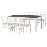 LUMISOL Solid Wood 7 Piece Kitchen Table Set with Chairs Farmhouse Extendable Dining Room Table Set with Storage Drawer for 6, Brown+White LUMISOL