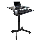Stand Up Desk Store Pneumatic-Adjustable Two-Tier Compact Standing Desk (Black Frame/Black Desktop, 28” Wide) S Stand Up Desk Store