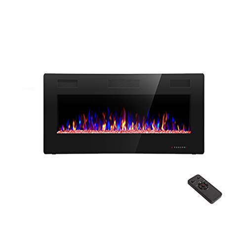 R.W.FLAME 36 inch Recessed and Wall Mounted Electric Fireplace, Ultra Thin ad Low Noise, Fit for 2 x 4 and 2 x 6 Stud, Remote Control with Timer,Touch Screen,Adjustable Flame Color and Speed R.W.FLAME