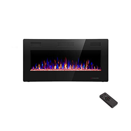 R.W.FLAME 36 inch Recessed and Wall Mounted Electric Fireplace, Ultra Thin ad Low Noise, Fit for 2 x 4 and 2 x 6 Stud, Remote Control with Timer,Touch Screen,Adjustable Flame Color and Speed R.W.FLAME