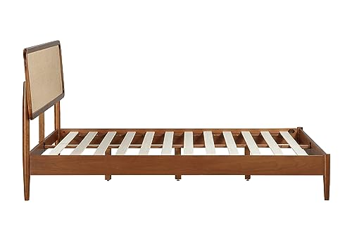 NTC Lupin Dark Walnut Wooden Bed Frame with Headboard - Effortless Assembly and Silent Slats, Queen Size NTC