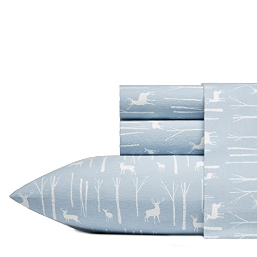 Eddie Bauer - Flannel Sheets Full Size, Anti-Pilling & Wrinkle Resistant Cotton, Touchably Soft for All-Season Comfort - Bed Sheets with Matching Pillowcases & Fitted Sheet (Birch Forest) Eddie Bauer