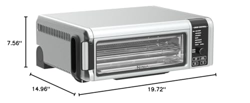 Ninja SP101 Digital Air Fry Countertop Oven with 8-in-1 Functionality, Flip Up & Away Capability for Storage Space, with Air Fry Basket, Wire Rack & Crumb Tray, Silver Ninja