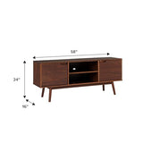 Walker Edison Modern 2-Door Solid Wood Stand for TVs up to 65 Inches, 58 Inch, Walnut Walker Edison