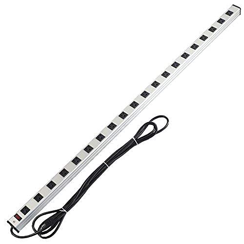 20 Outlet Heavy Duty Metal Socket Power Strip,15-Foot Long Extension Cord with Circuit Breaker. Mounting Brackets Included,Workshop/Industrial use,ETL Certified oviitech