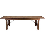 Flash Furniture Hercules Commercial Grade Farmhouse Dining Table | Solid Pine Foldable Table for 10 in Antique Rustic | Rustic Charm for Home and Events Flash Furniture