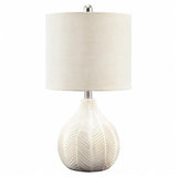 Signature Design by Ashley Rainermen 20" Modern Herringbone Ceramic Table Lamp, Off White Signature Design by Ashley