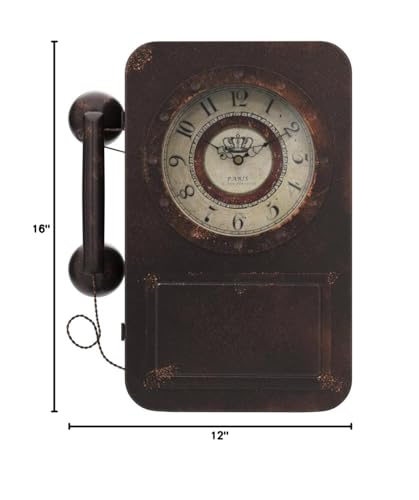 Abdurey Retro Old Telephone Wall Clock with Hidden Safe, Battery Operated Quartz Metal Wall Clocks, Large Rectangular Vintage Decor Clocks, for Farmhouse, Living Room(16" H x 12" W x 4" D) Abdurey