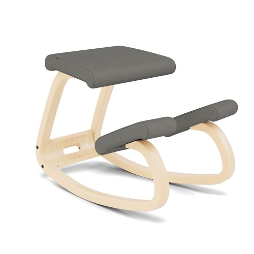 Varier Variable Natural/Grey Ergonomic Office Kneeling Chair for Desk for Desk – Back Pain Relief, Rocking Seat for Home, Study & Posture Support – 10 Year Quality Guarantee Varier
