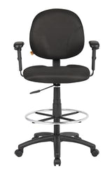 Boss Office Products B1691-BK Stand Up Fabric Drafting Stool with Adjustable Arms in Black Boss Office Products